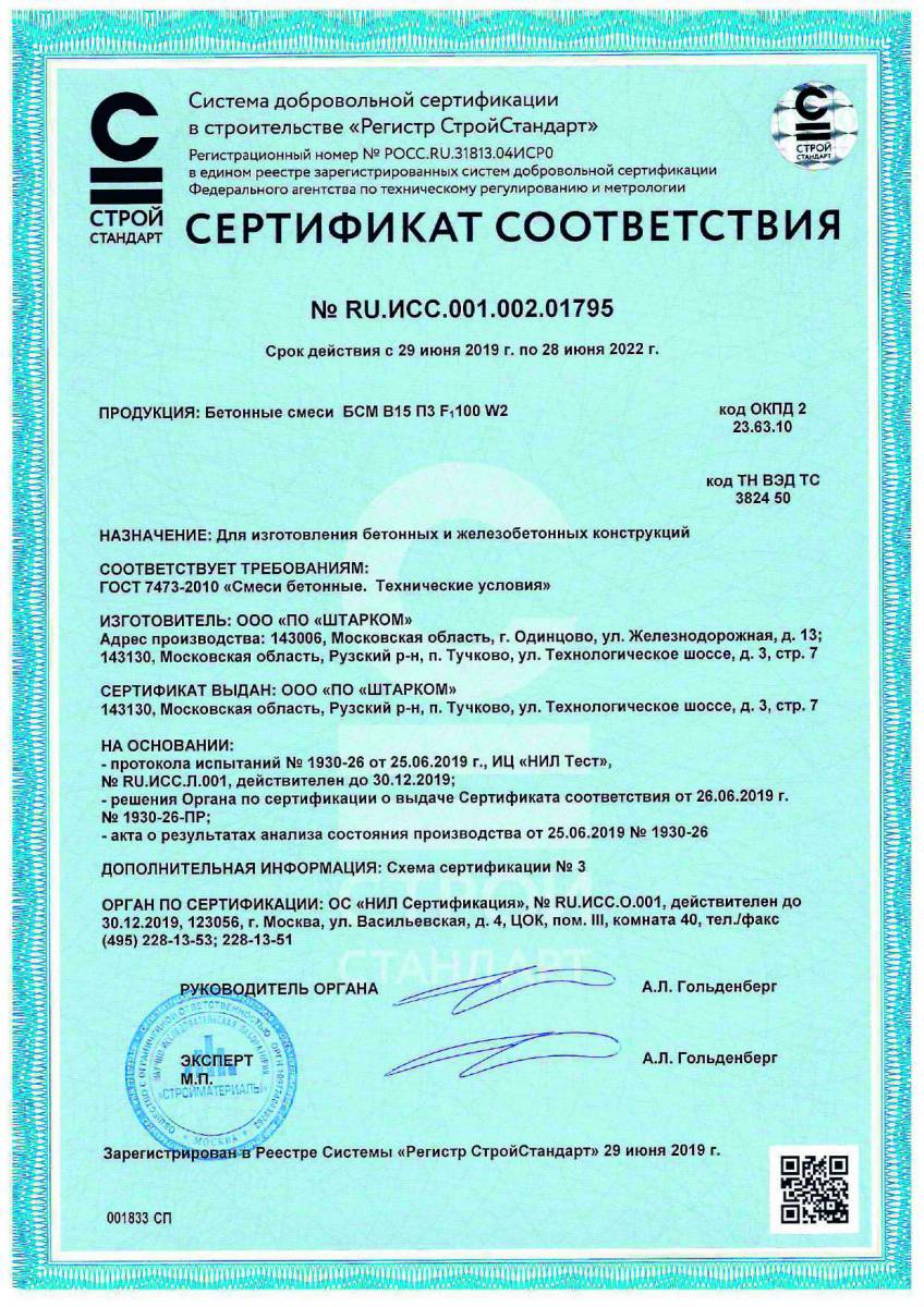 Сертификат соответствия № RU.ИСС.001.002.01795