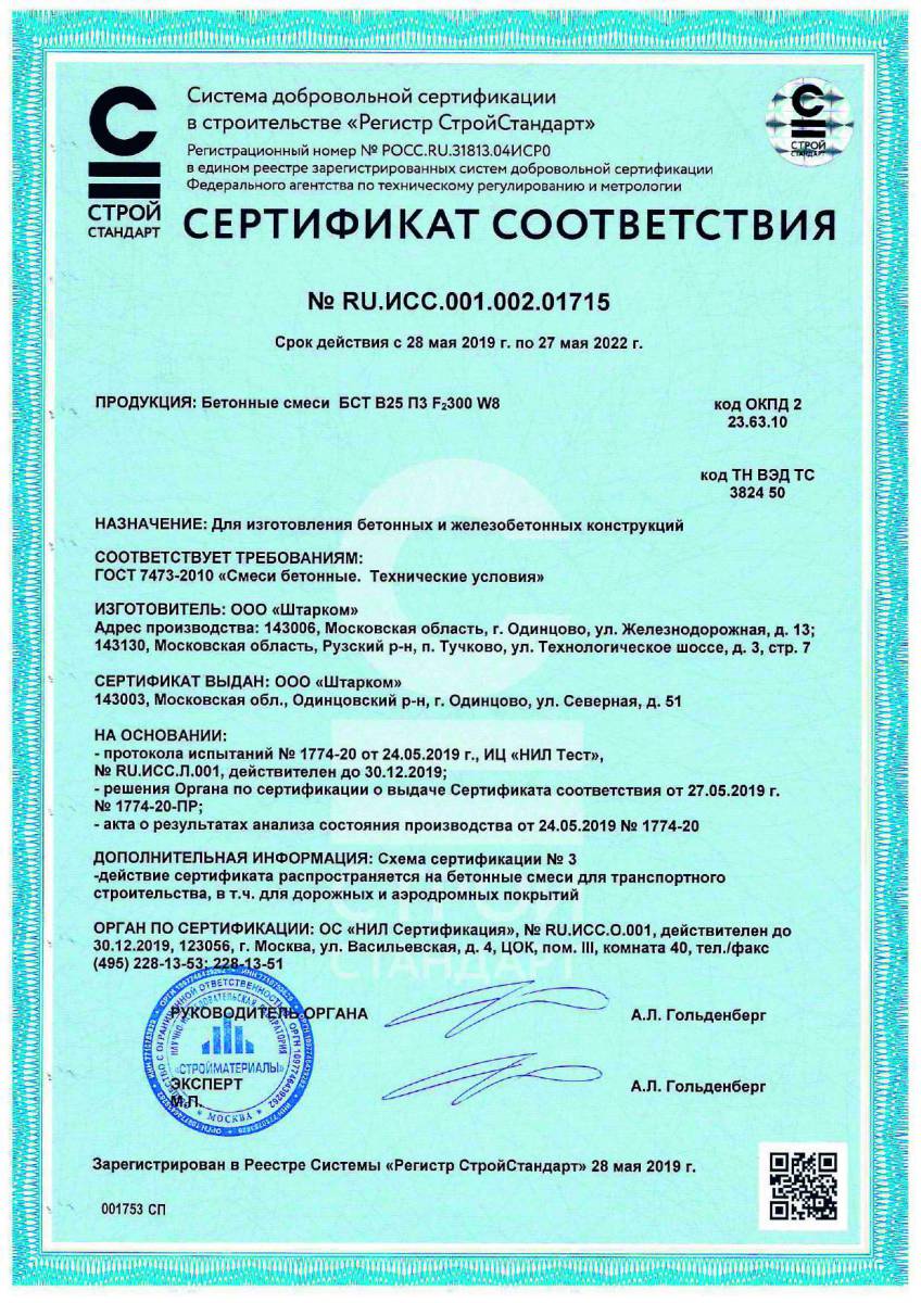 Сертификат соответствия № RU.ИСС.001.002.01715