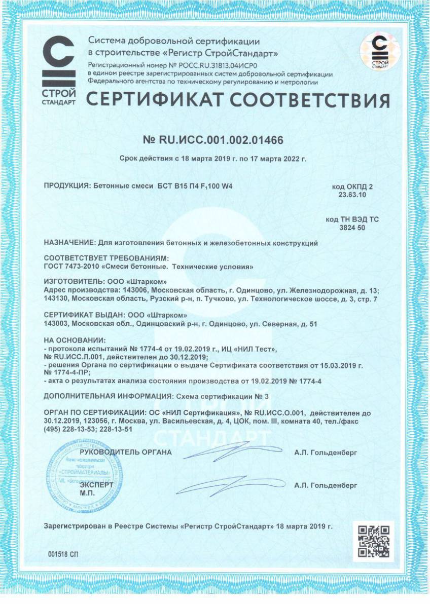 Сертификат соответствия № RU.ИСС.001.002.01466